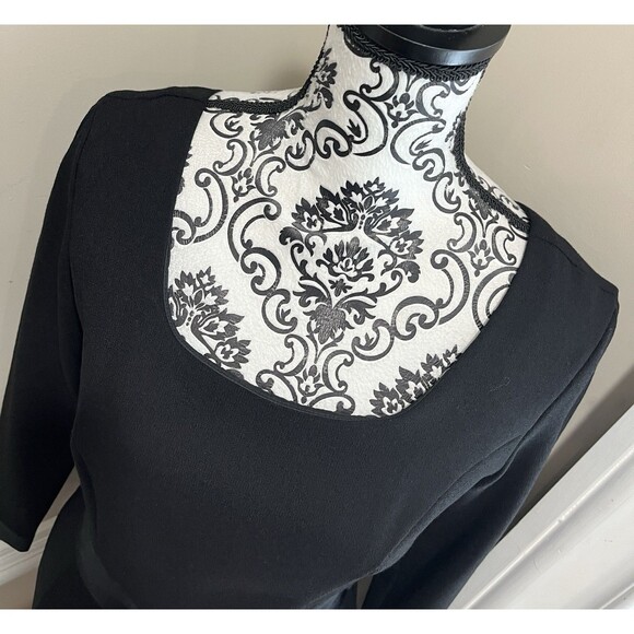 VTG Laura Ashley Black Dress Bow Front Satin Trim Audrey Hepburn 50s’ Sz 6 - Picture 2 of 14